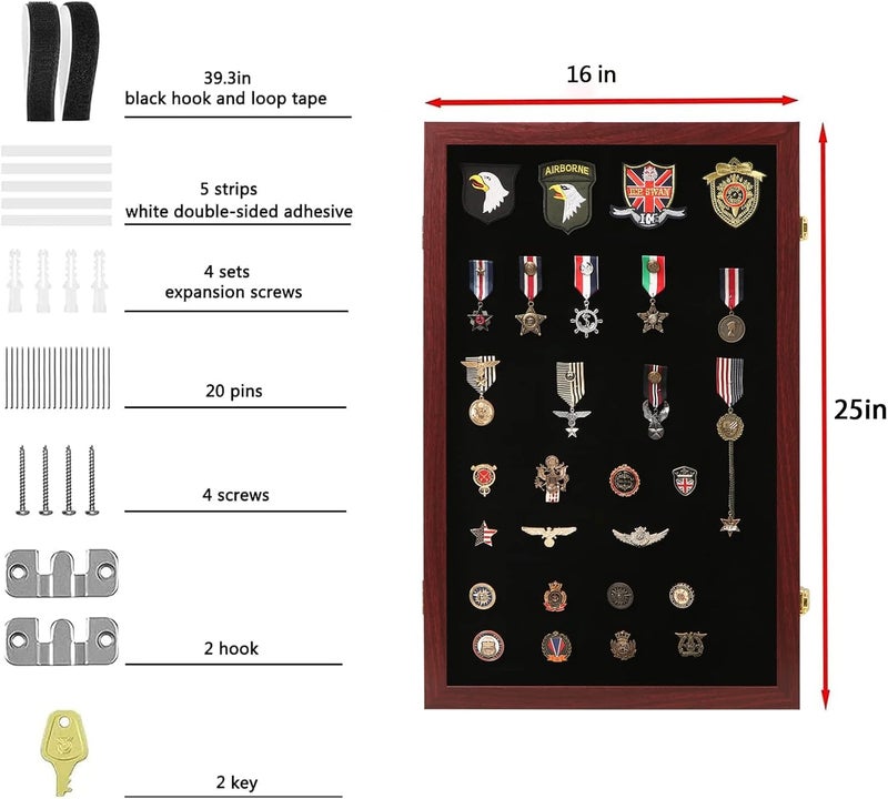 VERANI Pin Display Case 16x25 Pin Collection Display Box Military Medal Display Frame with Uv Protection Acrylic Door for Beach Tags Jewelry Insignia Ribbons Patches Insignia Ribbons Sport Pins - Image 2